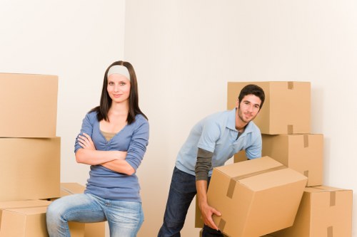 Professional movers navigating a Chiswick residential street