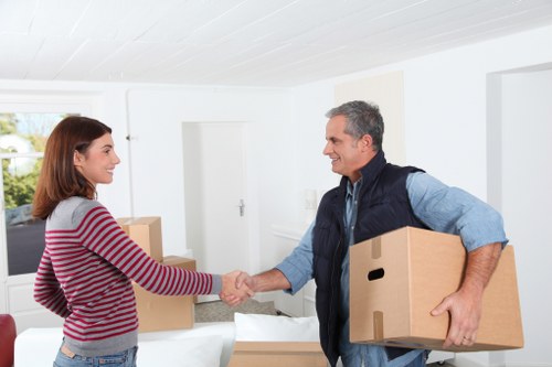 Packed moving boxes ready for a man and van service in Chiswick