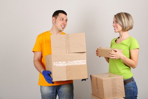 Boxes and packed household items prepared for same day relocation